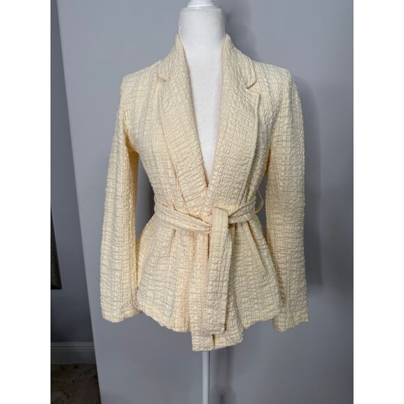 Free People Cream Tie-Waist Gauze Wrap Jacket blazer Size XS Cotton NWOT - Picture 1 of 8